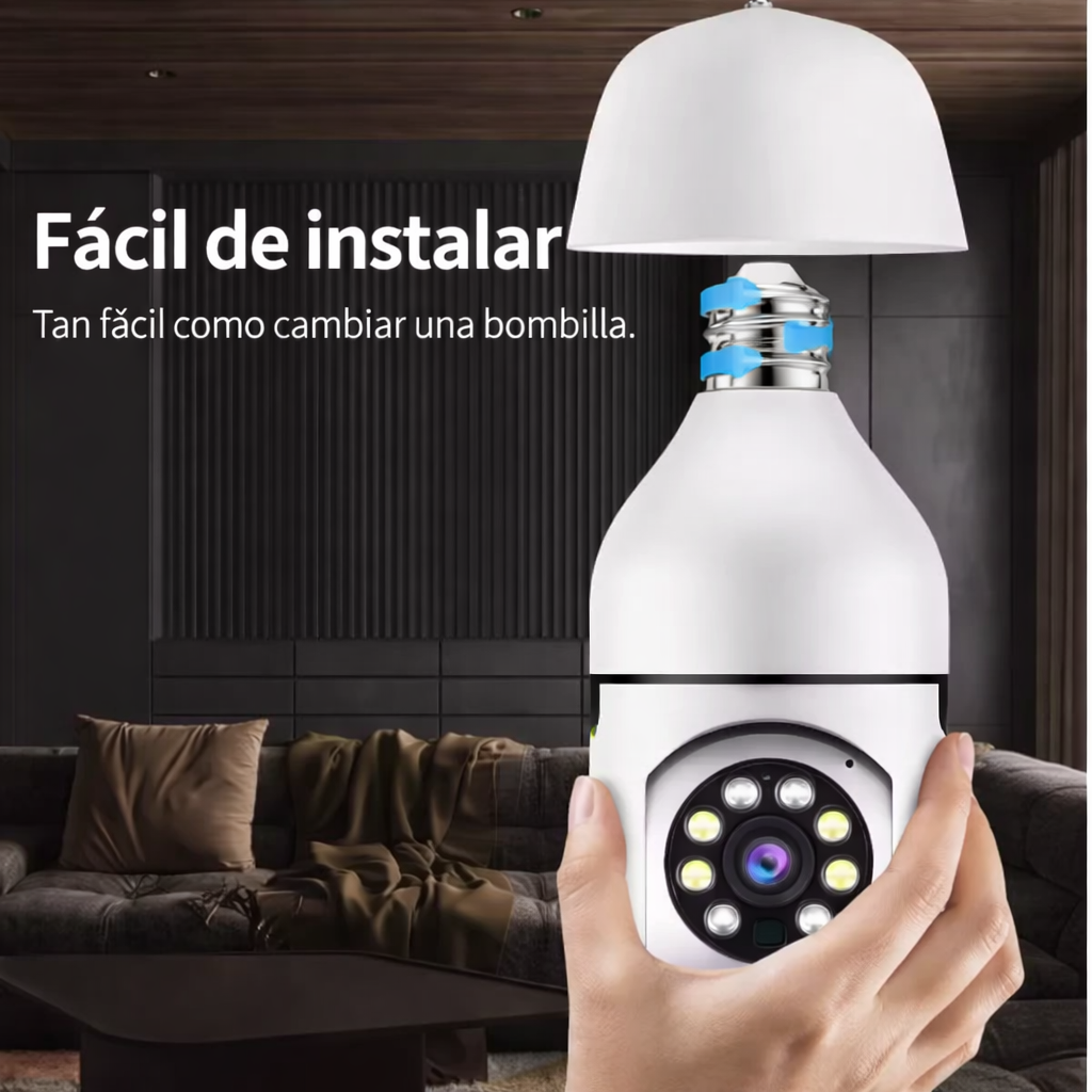 Cámara Espía Tipo Bombilla WiFi 360° con Visión Nocturna
